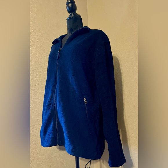 Lands End Fleece Zip Up Jacket Size Medium Blue in color. - Picture 3 of 9